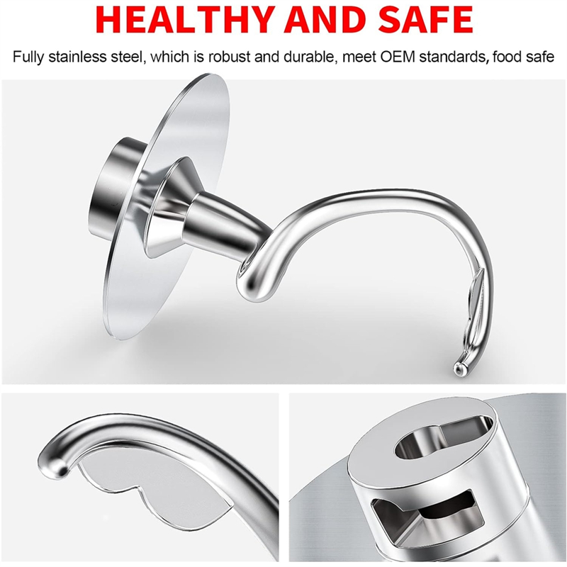 Kitchenaid Mixer Hand Mixer - Edelstahl-Spiral-Knethaken für Kitchenaid-Standmixer-Teile, passend für 4,5–5