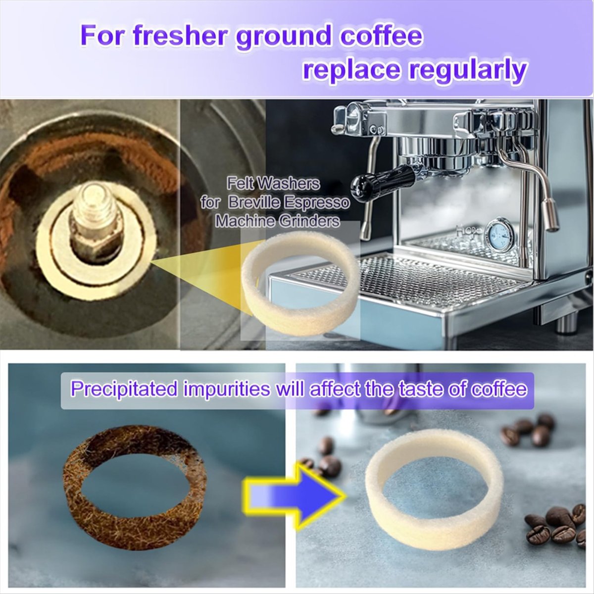 Breville Espresso Bes870 - (A64E) 6-teilige Filzunterlegscheiben als Ersatz für